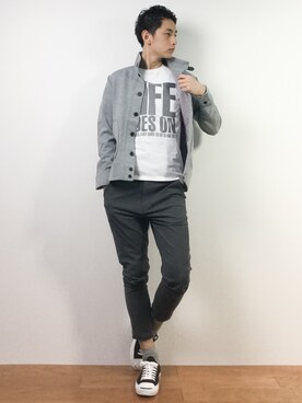 「靴下チラ見せ」｜「アイテム（ブルゾン）」を使った、原口 聖也さん（メンズ・180cm）の春コーディネート