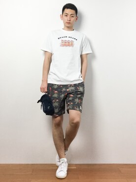 「アイテム（ボディバッグ/ウエストポーチ、ブルー系）」を使った、原口 聖也さん（メンズ・180cm）の春コーディネート