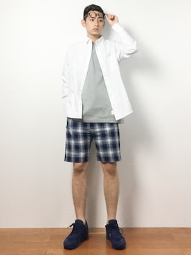 「Burner（バーナー）のアイテム（トップス）」を使った、原口 聖也さん（メンズ・180cm）の春コーディネート