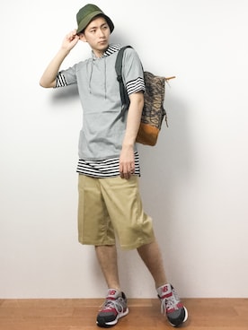 「Dickies（ディッキーズ）のアイテム（帽子）」を使った、原口 聖也さん（メンズ・180cm）の春コーディネート