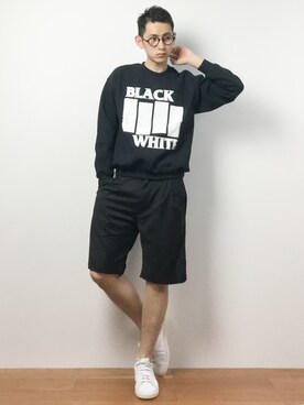 「unrelaxing（アンリラクシング）のアイテム（スウェット）」を使った、原口 聖也さん（メンズ・180cm）の春コーディネート