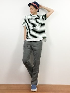 「ハットコーデ」｜原口 聖也さん（メンズ・180cm）の春コーディネート