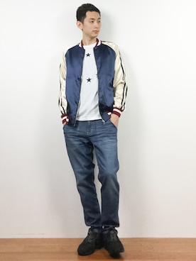 「CASPER JOHN AIVER（キャスパージョンアイバー）のアイテム（その他アウター）」を使った、原口 聖也さん（メンズ・180cm）の春コーディネート