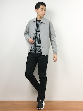 「COMME CA ISM（コムサイズム）のアイテム（その他アウター）」を使った、原口 聖也さん（メンズ・180cm）の夏コーディネート