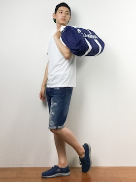 「hALON（アーロン）のアイテム（帽子）」を使った、原口 聖也さん（メンズ・180cm）の夏コーディネート