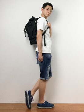「BEN DAVIS（ベンデイビス）のアイテム（バッグ）」を使った、原口 聖也さん（メンズ・180cm）の夏コーディネート