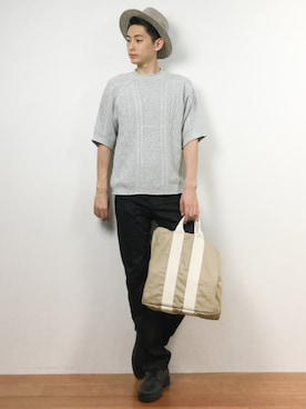 「PARADOX（パラドックス）のアイテム（ハット）」を使った、原口 聖也さん（メンズ・180cm）の夏コーディネート