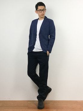 「unrelaxing（アンリラクシング）のアイテム（トップス）」を使った、原口 聖也さん（メンズ・180cm）の夏コーディネート