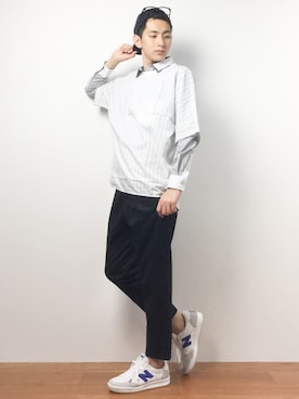 「TAKA-Q（タカキュー）のアイテム（トップス）」を使った、原口 聖也さん（メンズ・180cm）の夏コーディネート