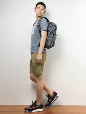 「Herschel Supply（ハーシェルサプライ）のアイテム」を使った、原口 聖也さん（メンズ・180cm）の夏コーディネート