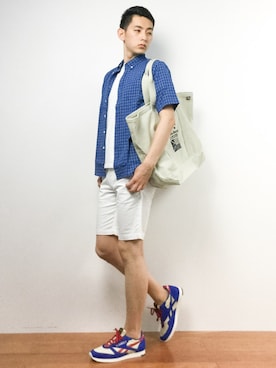「MK MICHEL KLEIN HOMME （エムケーミッシェルクランオム）のアイテム（パンツ）」を使った、原口 聖也さん（メンズ・180cm）の夏コーディネート