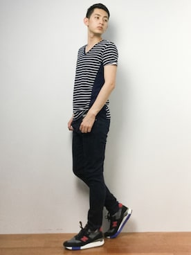 「YELLOW RUBY（イエロールビー）のアイテム」を使った、原口 聖也さん（メンズ・180cm）の夏コーディネート