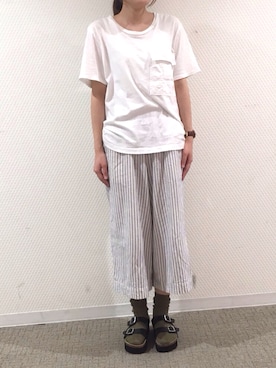 「アイテム（レッグウェア、グリーン系）」を使った、なかやまさん（レディース・156cm）の夏コーディネート