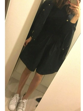 「CELINE」｜「アイテム（ライダースジャケット）」を使った、HIKARUさん（レディース・153cm）の秋コーディネート