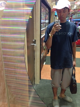 「UNIQLO Tシャツ」｜「アイテム（キャップ）」を使った、せいじさん（メンズ・171cm）の夏コーディネート