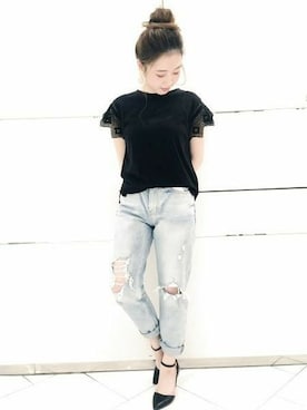 「袖レース」｜JEANASIS 和歌山ミオ店STAFFさん（レディース・160cm）の春コーディネート