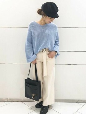 「ライトブルー」｜「アイテム（その他シューズ）」を使った、JEANASIS 和歌山ミオ店STAFFさん（レディース・160cm）の冬コーディネート