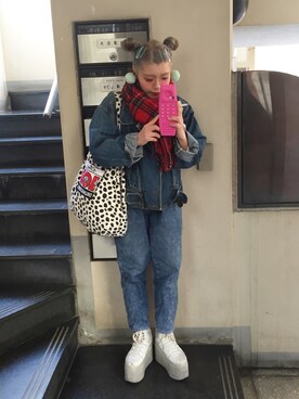 「SPINNS(スピンズ)のアイテム(ストール/ショール)」を使った、気ままにayonchanさん(レディース・151cm)の冬コーディネート