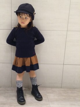 「PETIT BATEAU（プチバトー）のアイテム（スカート）」を使った、Reo-Chamさん（キッズ・90cm）の秋コーディネート