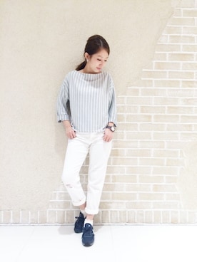 「アイテム（トップス）」を使った、M.Iさん（レディース・152cm）の春コーディネート