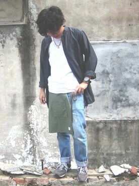 「Bread & Boxersのアイテム」を使った、YiTienTsengさん（メンズ・160cm）の夏コーディネート