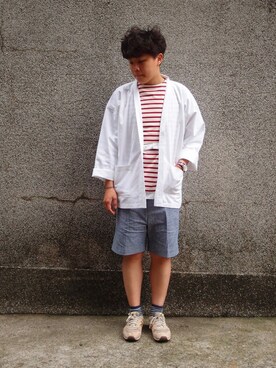 「plain-me（プレインミー）のアイテム（その他アウター）」を使った、YiTienTsengさん（メンズ・160cm）の夏コーディネート