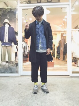 「plain-me（プレインミー）のアイテム」を使った、YiTienTsengさん（メンズ・160cm）の秋コーディネート
