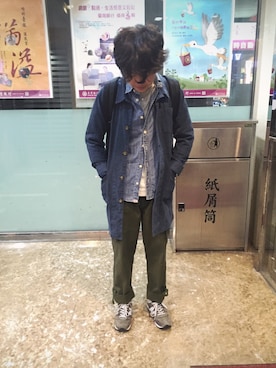 「plain-me（プレインミー）のアイテム」を使った、YiTienTsengさん（メンズ・160cm）の冬コーディネート