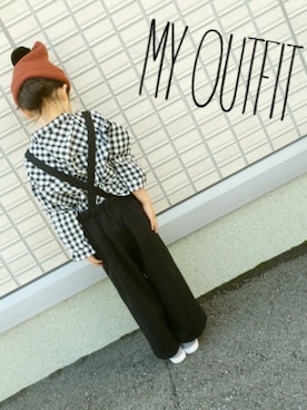 「amber（アンバー）のアイテム（帽子）」を使った、Mayさん（キッズ・110cm）の秋コーディネート
