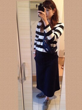 「アイテム（ボディバッグ/ウエストポーチ、ブルー系）」を使った、masさん（レディース・168cm）の秋コーディネート