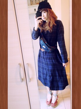 「アイテム（シャツワンピース）」を使った、masさん（レディース・168cm・20代）の秋コーディネート