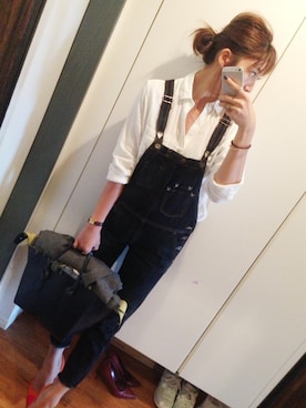 「CELINE」｜「アイテム（オールインワン・サロペット）」を使った、REIKA YOSHIDAさん（レディース・165cm）の冬コーディネート