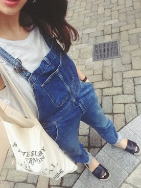 「TODAYFUL（トゥデイフル）のVintageトートバッグ（トートバッグ）」を使った、REIKA YOSHIDAさん（レディース・165cm）の夏コーディネート