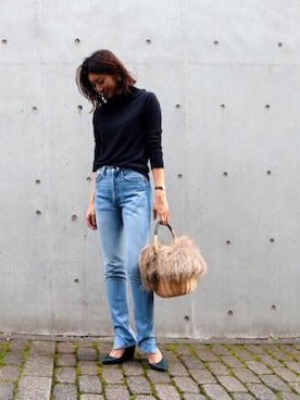 「TODAYFUL（トゥデイフル）のアイテム（かごバッグ）」を使った、REIKA YOSHIDAさん（レディース・165cm）の秋コーディネート