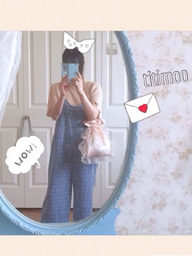 「水色」｜「アイテム（サロペット/オーバーオール）」を使った、titimooさん（レディース・154cm）の夏コーディネート