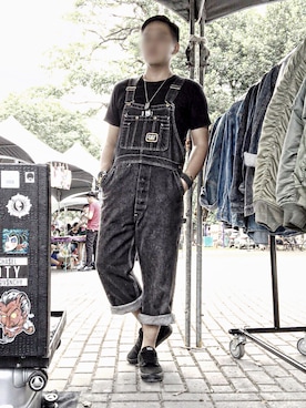「アイテム（オールインワン・サロペット）」を使った、黑川将猿さん（メンズ・175cm・20代）の秋コーディネート