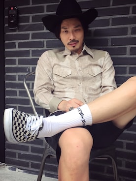 「THRASHER（スラッシャー）のアイテム」を使った、Yun young kwonさん（メンズ・180cm）の夏コーディネート