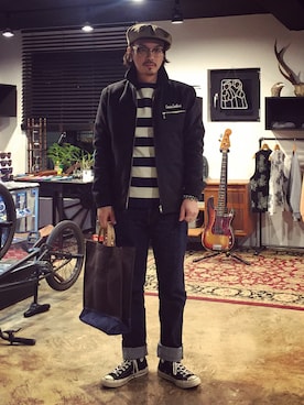 「アイテム（ピーコート）」を使った、Yun young kwonさん（メンズ・180cm）の秋コーディネート