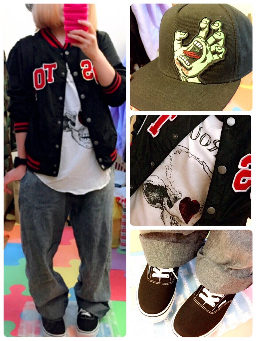 「スケータースタイル、RNA、ラグランTシャツ、古着MIX、デニム、VANS、スニーカー」｜「RNAのアイテム（Tシャツ/カットソー、ホワイト系）」を使った、ちぃちゃんさん（レディース・141cm）の夏コーディネートの1枚目の写真