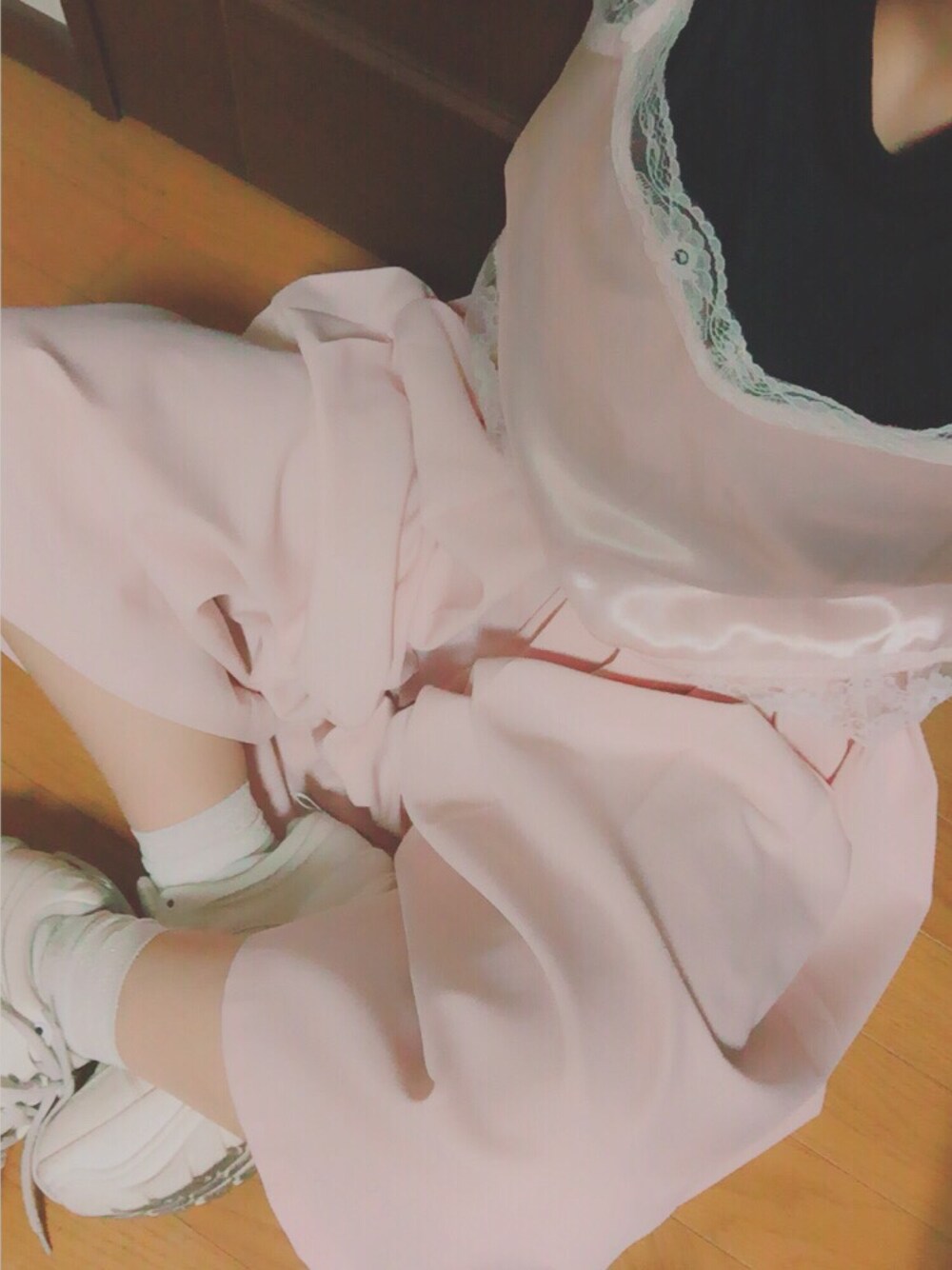 「夏、Tシャツ、WEGO、ガウチョパンツ、プリーツ、ピンク、サテン」｜「WEGOのアイテム（キャミソール、ピンク系）」を使った、ちぃちゃんさん（レディース・141cm）の夏コーディネートの1枚目の写真