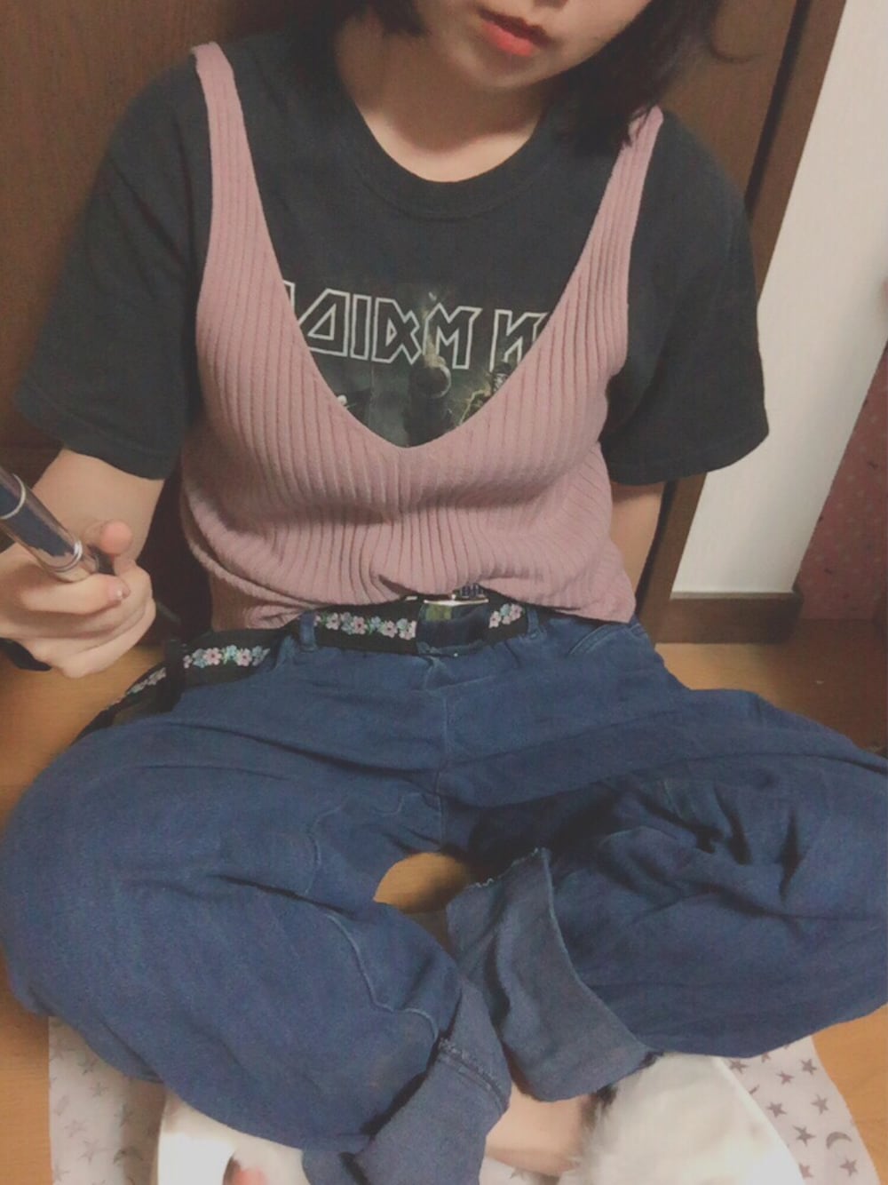 「fashion、used、SPINNS、WEGO、黒、ピンク」｜「WEGOのアイテム（キャミソール、ピンク系）」を使った、ちぃちゃんさん（レディース・141cm）の夏コーディネートの1枚目の写真