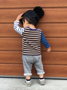 「DENIM DUNGAREE（デニムダンガリー）のアイテム（Tシャツ/カットソー、その他）」を使った、o0oyo0oさん（キッズ）の秋コーディネート