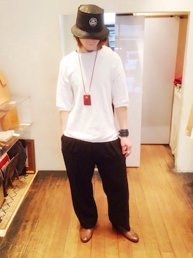 「M（エム）のアイテム（アクセサリー）」を使った、浜田さん（メンズ・187cm）の春コーディネート