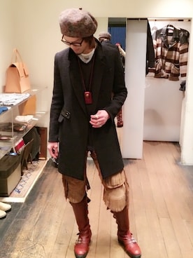 「VOO（ヴォー）のアイテム（ハンチング/ベレー帽）」を使った、浜田さん（メンズ・187cm）の春コーディネート