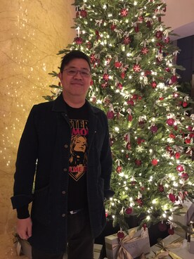 「initial（イニシャル）のアイテム（ピーコート）」を使った、dictoさん（メンズ・180cm）の冬コーディネート