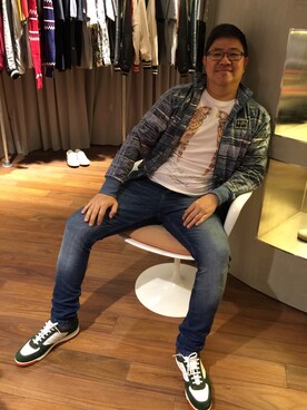 「Desigual（デシグアル）のアイテム（Tシャツ/カットソー）」を使った、dictoさん（メンズ・180cm）の夏コーディネート