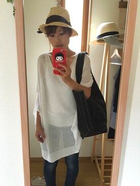 「BEARDSLEY」｜「アイテム（帽子）」を使った、ちゃみぞうさん（レディース・154cm）の夏コーディネート
