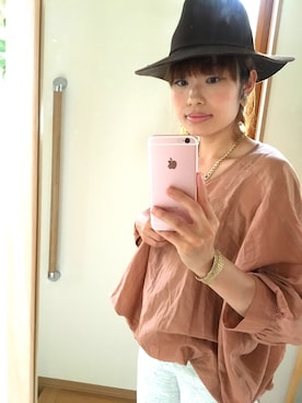 「ツイードパンツ」｜「アイテム（帽子）」を使った、ちゃみぞうさん（レディース・154cm）の秋コーディネート