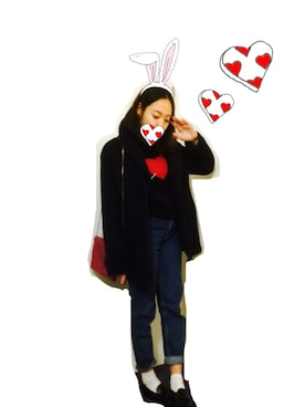 「ハートニット」｜Anna<3さん（レディース・160cm）の冬コーディネート