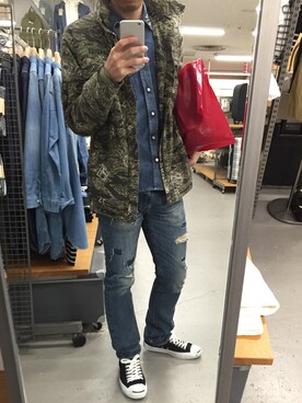 「BACKDROP（バックドロップ）のアイテム（トップス）」を使った、まっきんとっしゅさん（メンズ・173cm）の春コーディネート